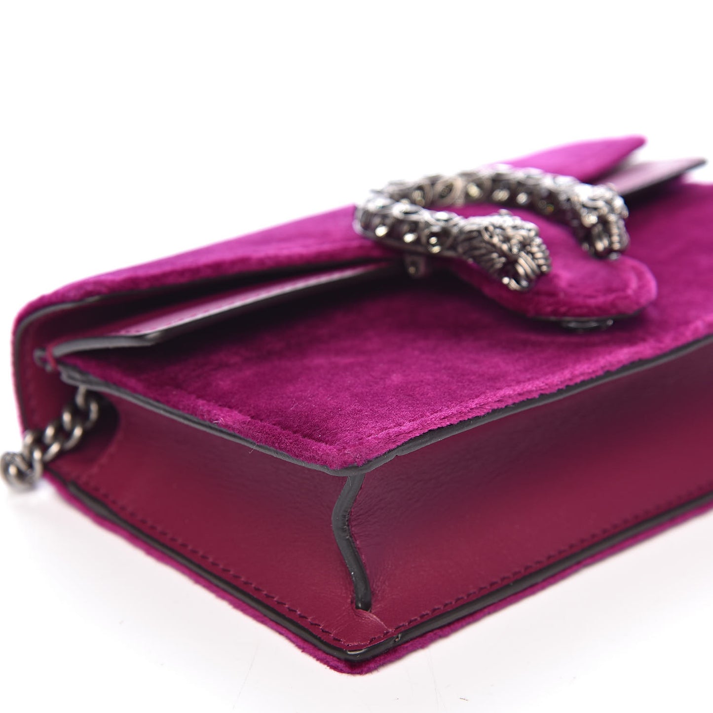 Velvet Super Mini Dionysus Shoulder Bag Fuchsia Violet Cyclamen