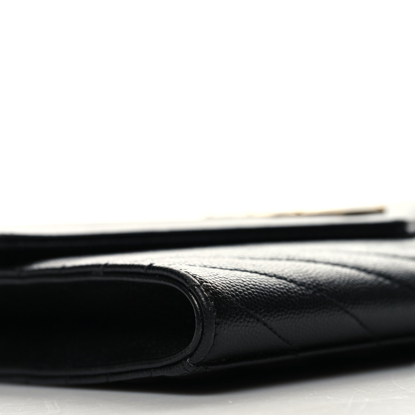 Grain De Poudre Matelasse Chevron Monogram Envelope Clutch Black