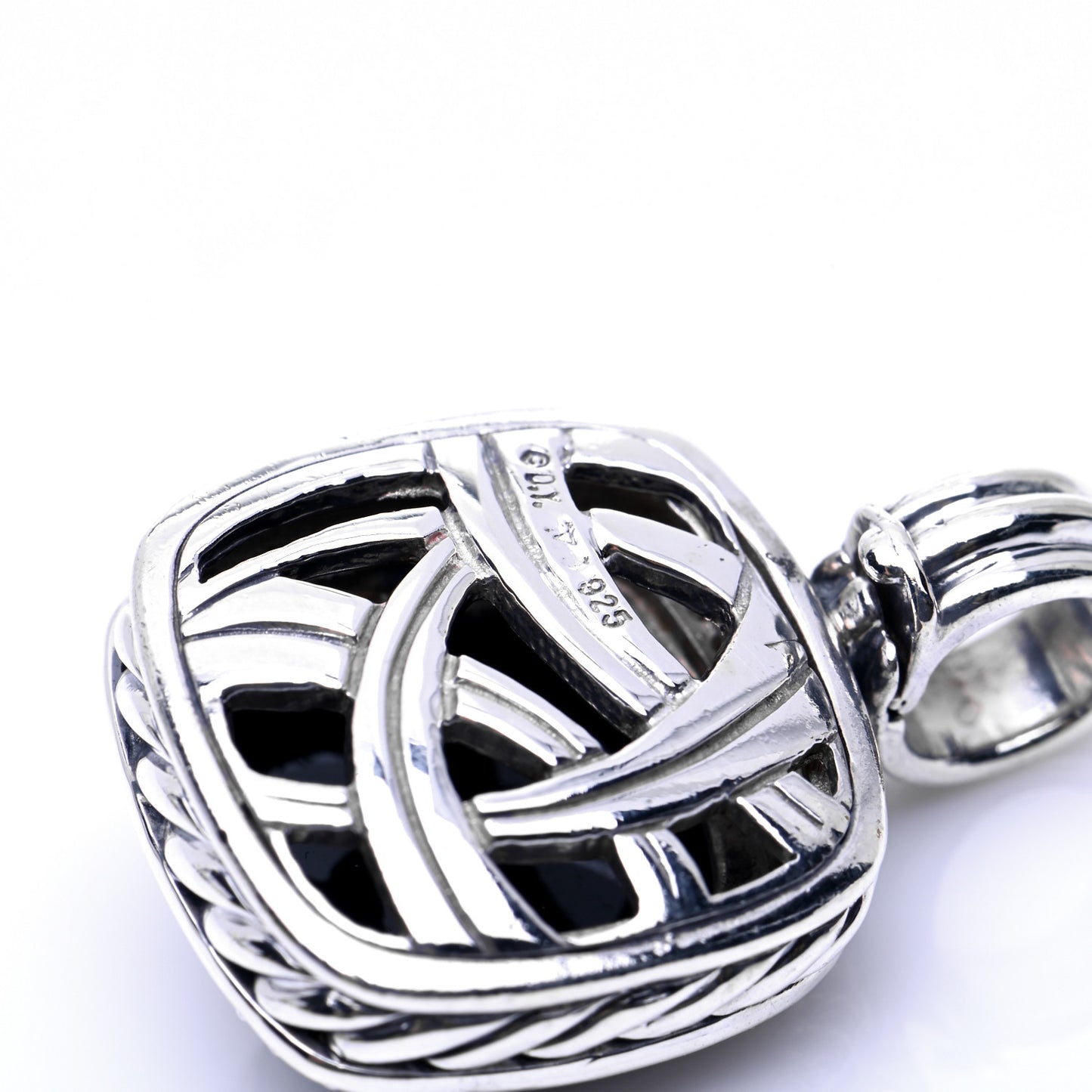 Sterling Silver Diamond Onyx 14mm Albion Enhancer Pendant