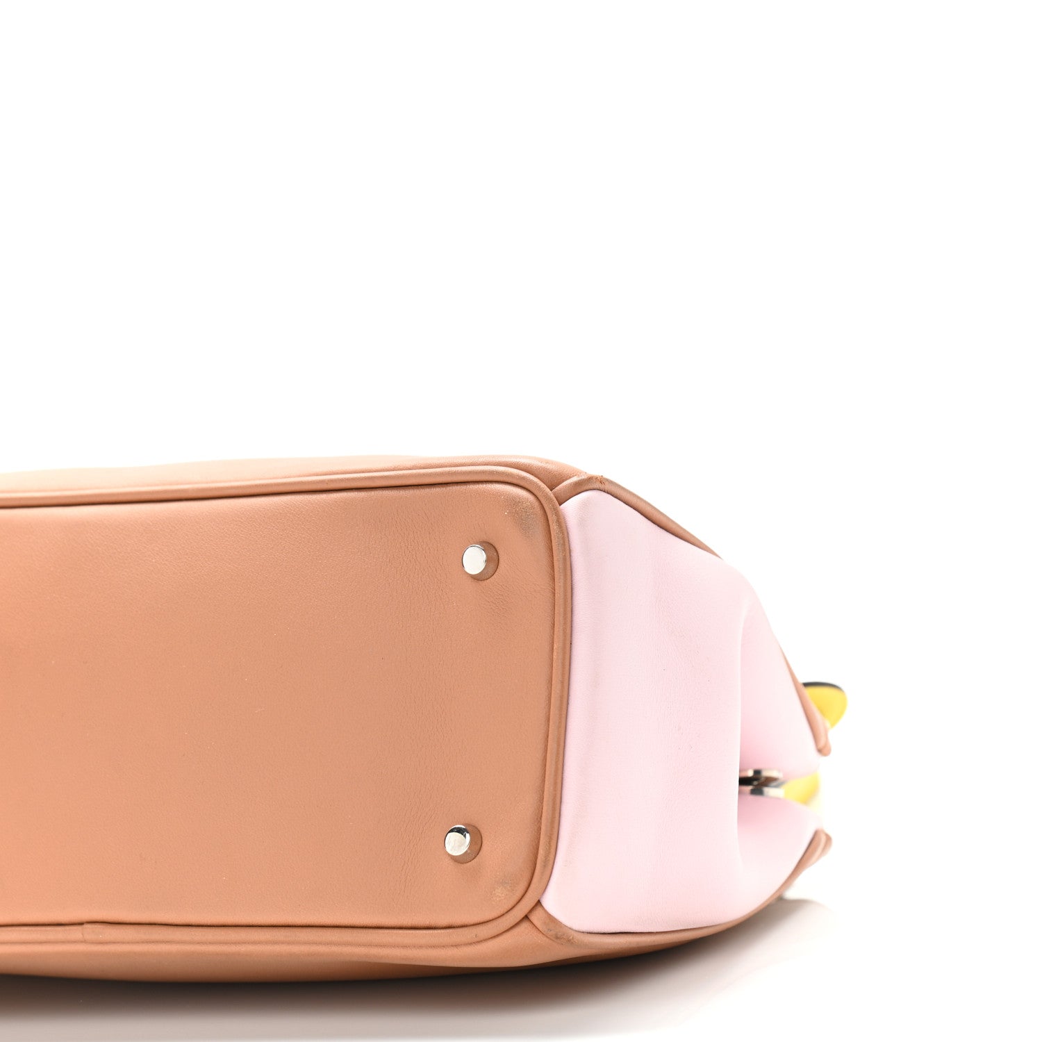 Christian Dior Calfskin Tri-Color Mini Diorissimo Tote Brown Pink Yellow 9 of 12