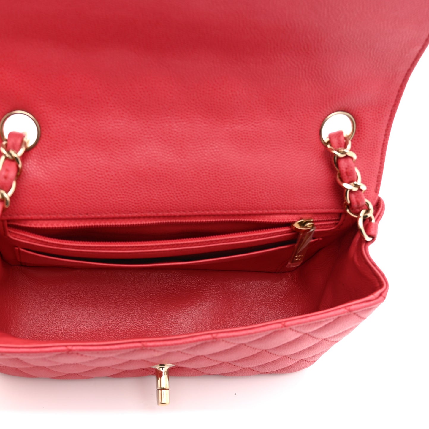 Caviar Quilted Mini Rectangular Flap Dark Pink