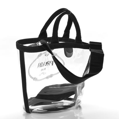 Prada Plexiglass Canapa Small Shopper Tote Black 5 of 14