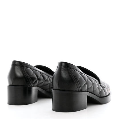 Chanel Lambskin Quilted CC Heart Loafers 36.5 Black 4 of 9