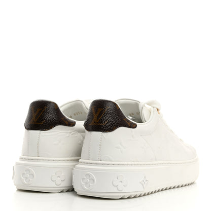 Louis Vuitton Lambskin Embossed Monogram Time Out Sneakers 40 White 4 of 8