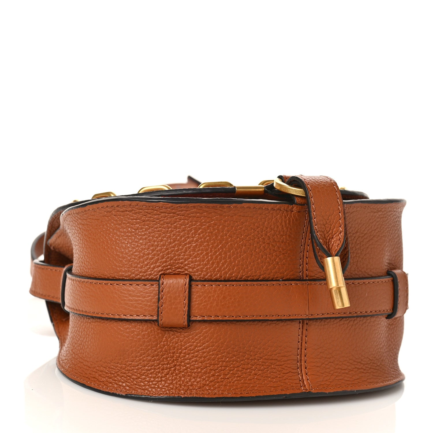 Chloe Grained Calfskin Studded Small Marcie Saddle Tan 4 of 9