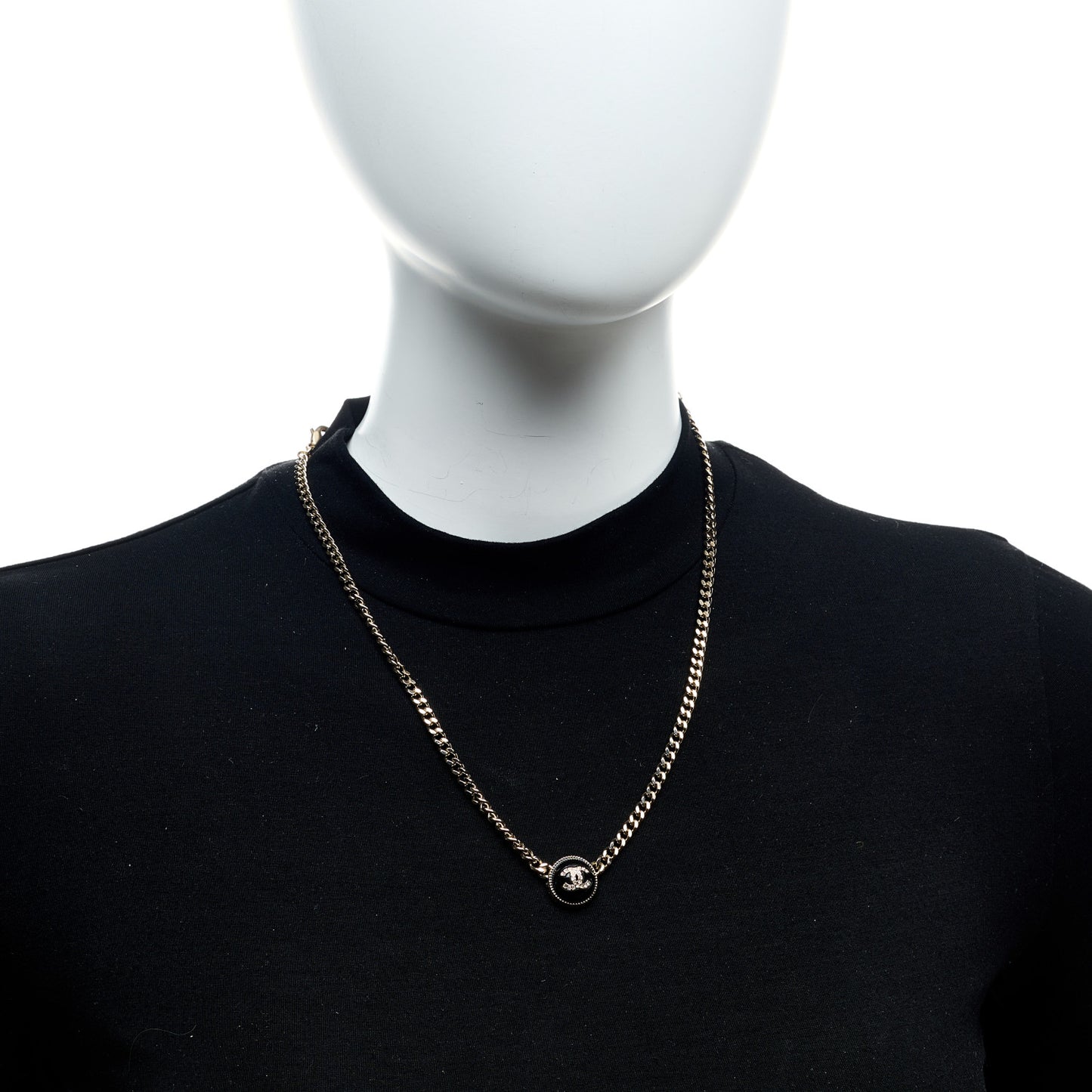 Crystal Resin CC Chain Link Short Necklace Black Gold