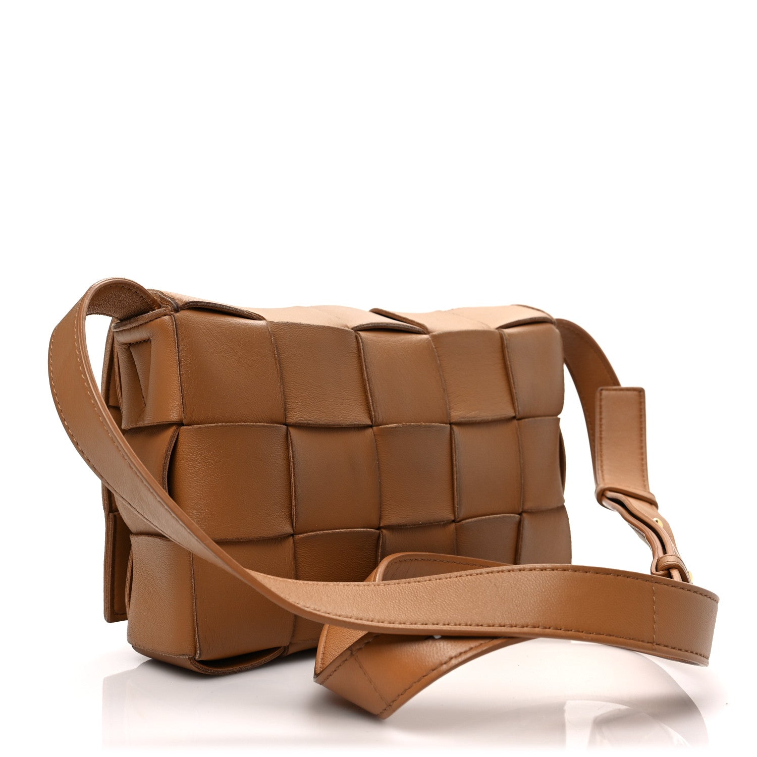 Bottega Veneta Lambskin Maxi Intrecciato Cassette Crossbody Bag Caramel 2 of 6