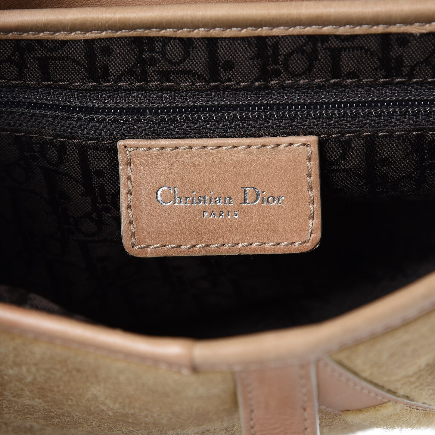 Shearling Flight Saddle Bag Beige