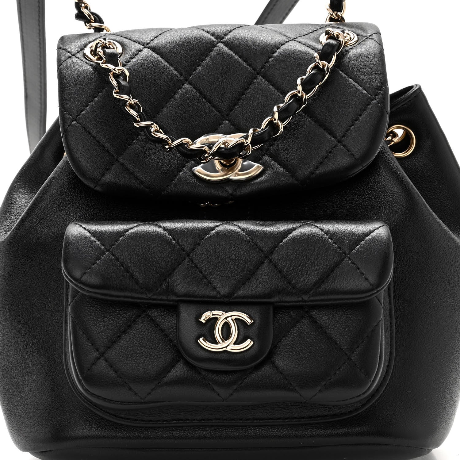 Chanel Lambskin Quilted Small Duma Drawstring Backpack Black 8 of 10