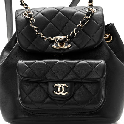 Chanel Lambskin Quilted Small Duma Drawstring Backpack Black 8 of 10