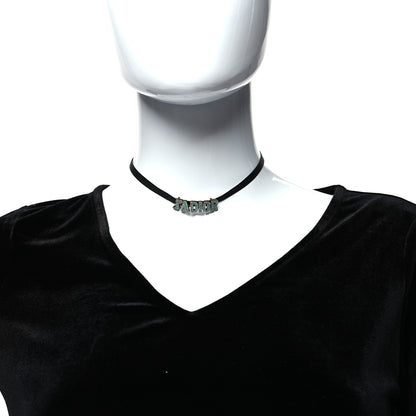 Christian Dior Grosgrain Ribbon Turquoise J'Adior Logo Choker Necklace Black 2 of 5