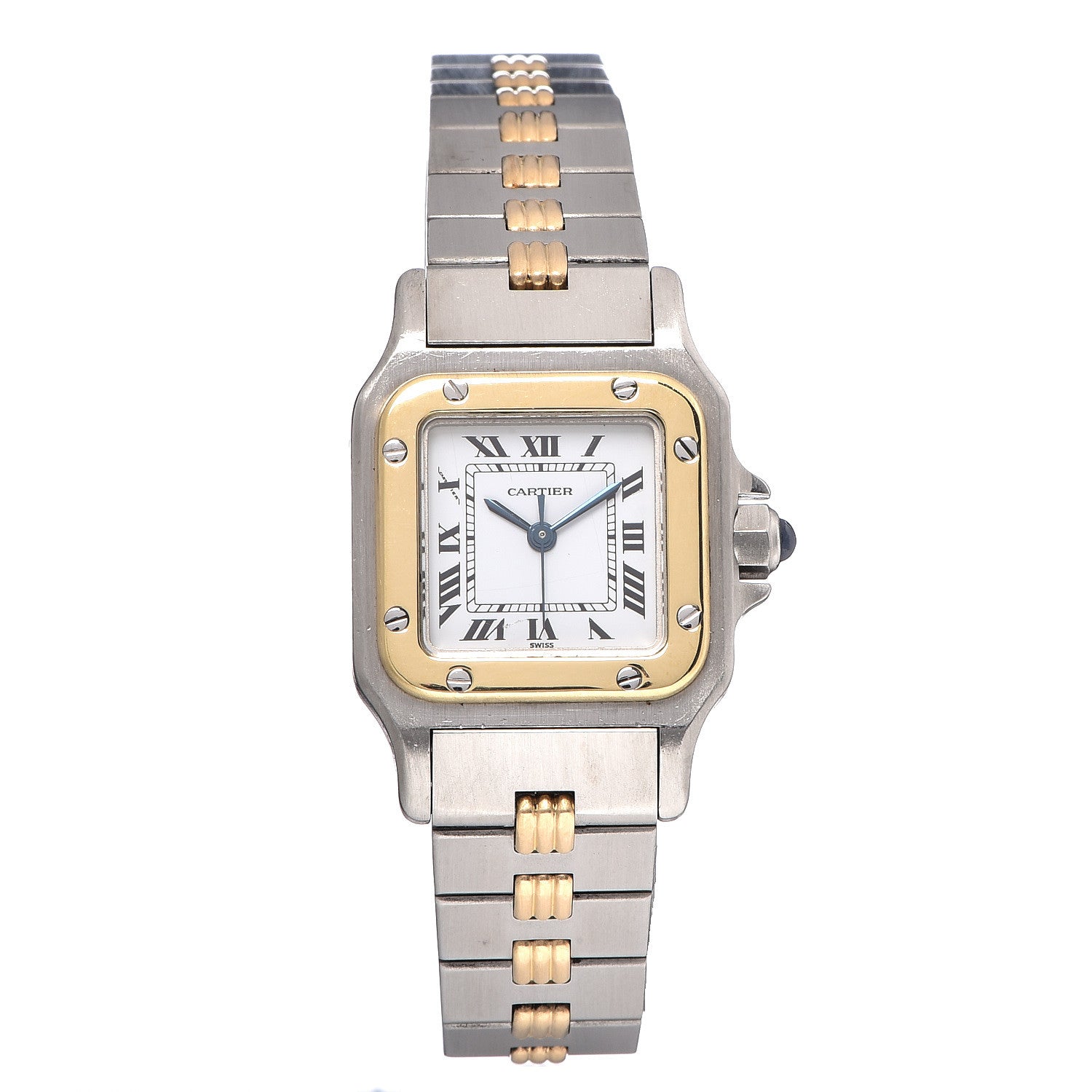 Cartier Stainless Steel 18K Yellow Gold 24mm Santos De Cartier Galbee Quartz Watch 1 of 7