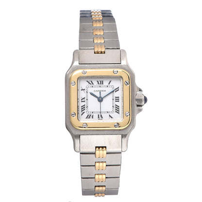 Cartier Stainless Steel 18K Yellow Gold 24mm Santos De Cartier Galbee Quartz Watch 1 of 7