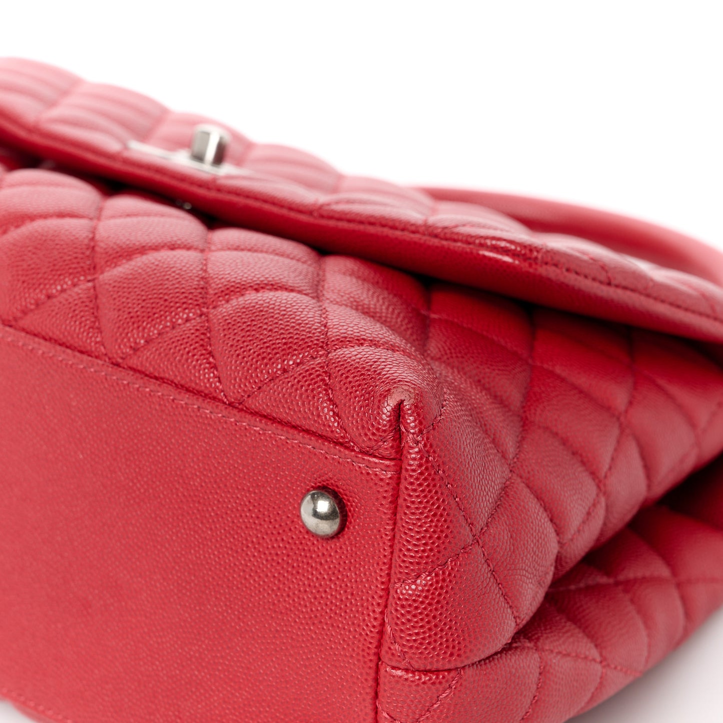Caviar Quilted Small Coco Handle Flap Red