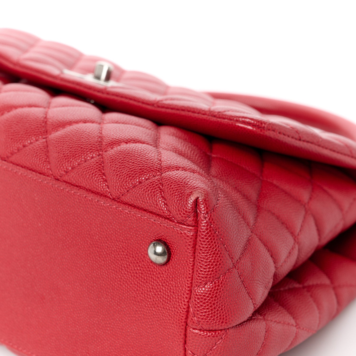 Chanel Caviar Quilted Small Coco Handle Flap Red 12 of 14