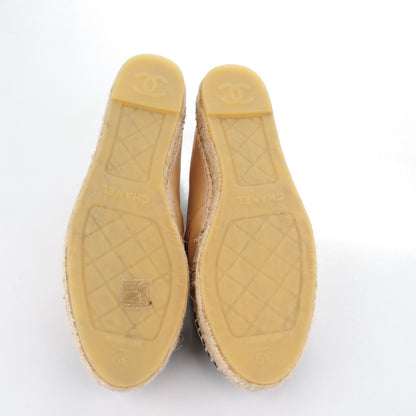 Chanel Lambskin CC Espadrilles 39 Beige Black 5 of 10