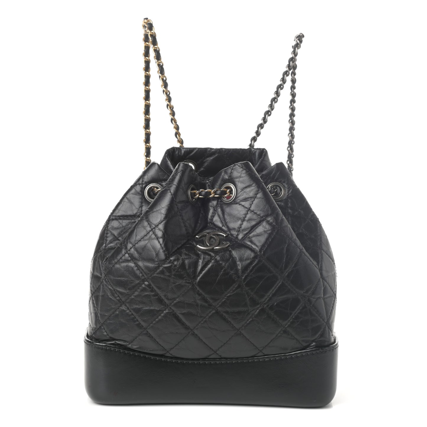Aged Calfskin Quilted Small Gabrielle Backpack Black