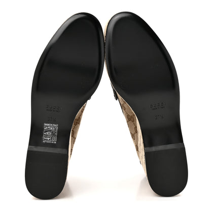 Gucci Canvas GG Monogram Horsebit Calfskin Womens Horsebit Platform Loafers 37.5 Beige Ebony Cocoa 6 of 12