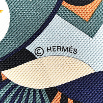 Hermes Silk Haute Parure Scarf 90 Bleu Jean Beige Dore Ciel 3 of 4