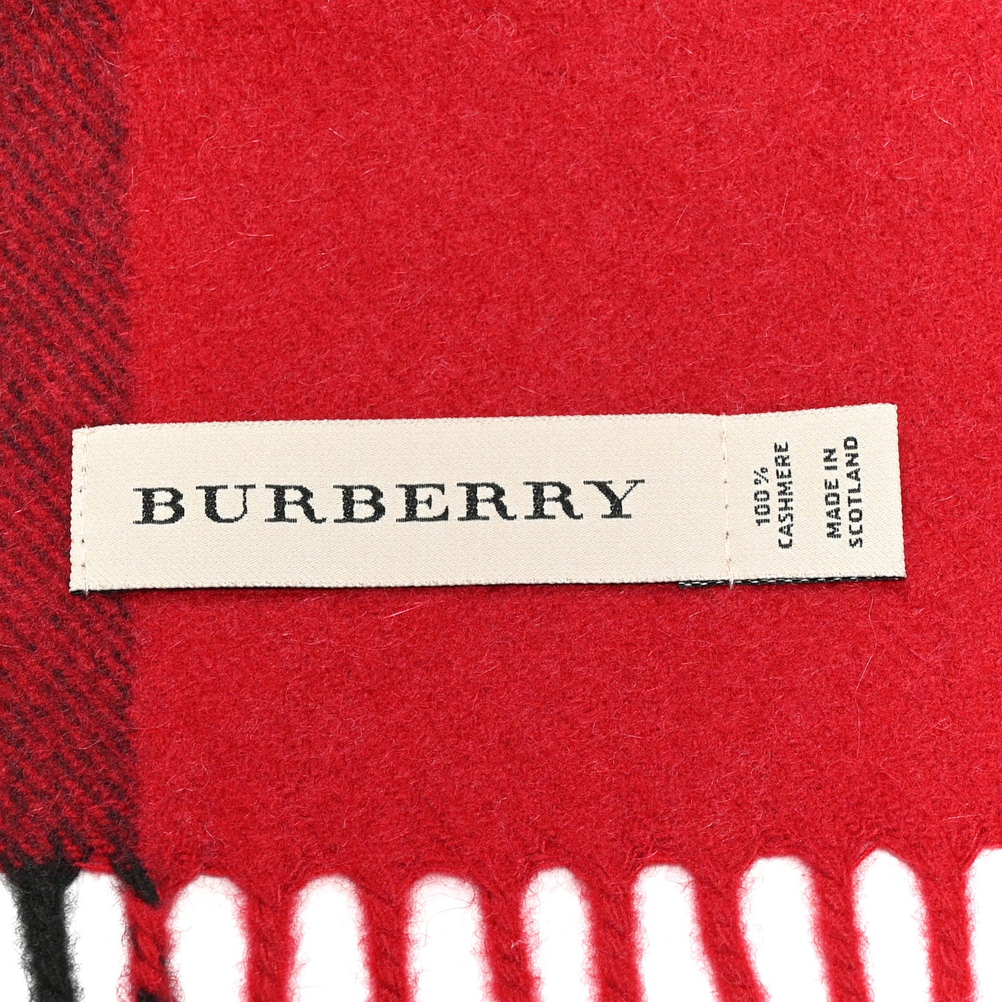 Cashmere Half Mega Check Fringe Scarf Red