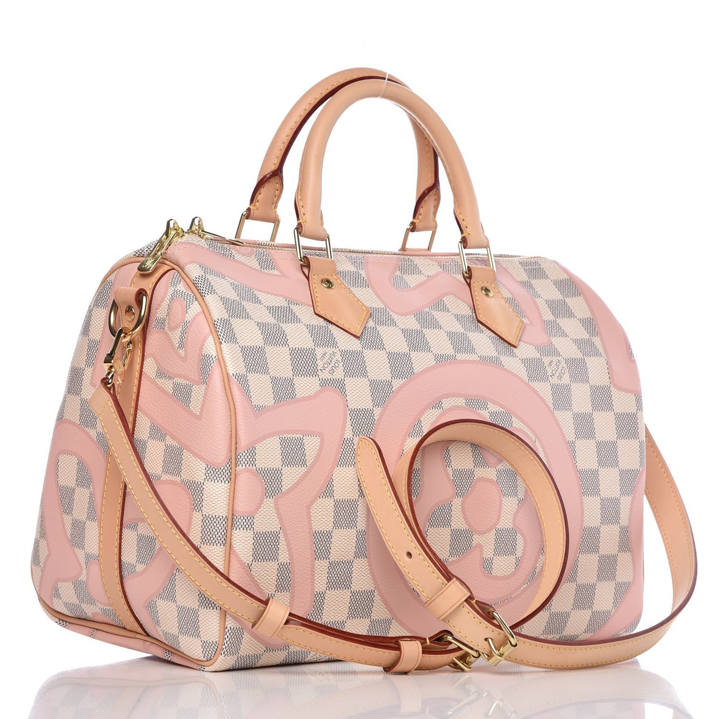 Damier Azur Tahitienne Speedy Bandouliere 30 Rose Ballerine