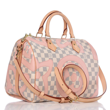 Louis Vuitton Damier Azur Tahitienne Speedy Bandouliere 30 Rose Ballerine 4 of 10