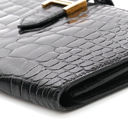 Hermes Shiny Alligator Bearn Wallet Black 9 of 12