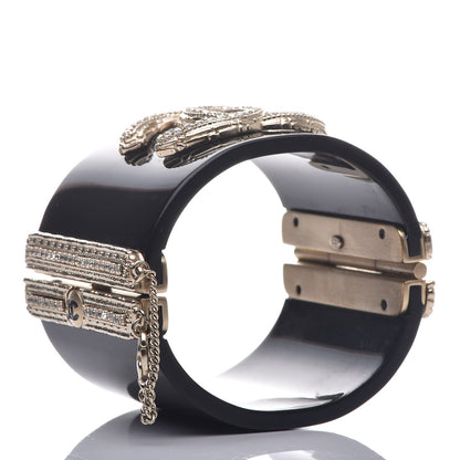 Chanel Resin Crystal CC Cuff Black Gold 7 of 8