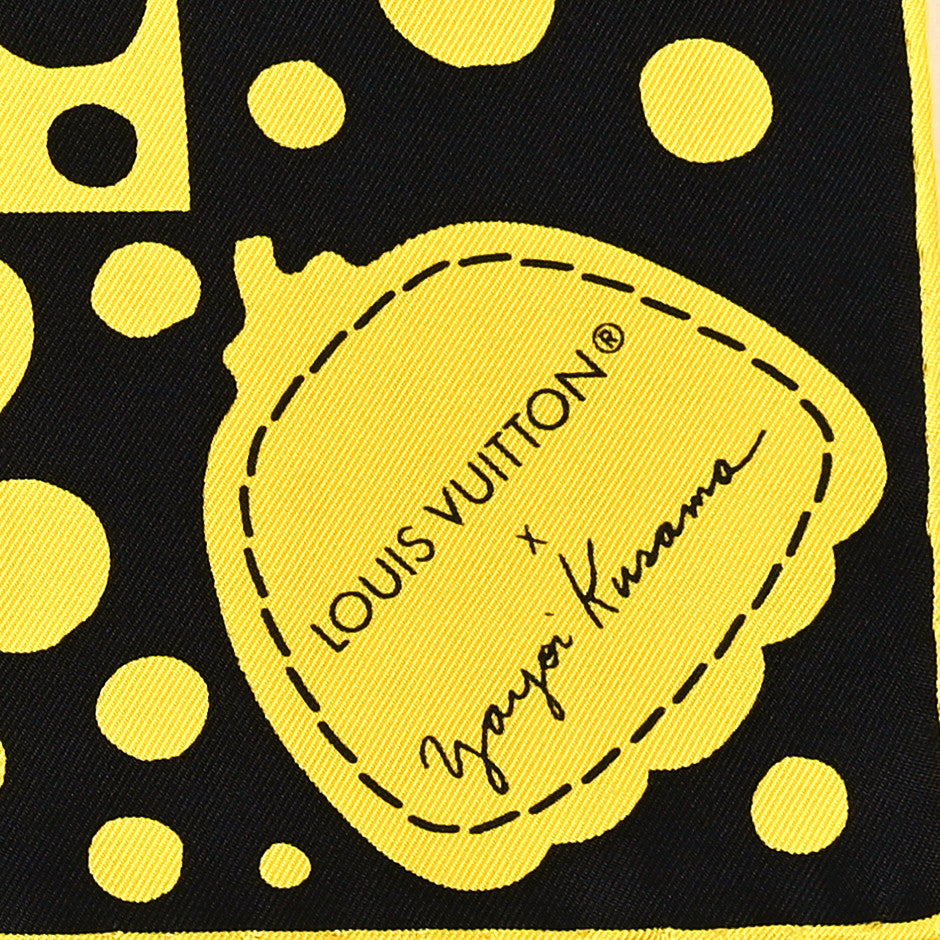 LV x YK Silk Monogram Dots Scarf 45 Yellow Black