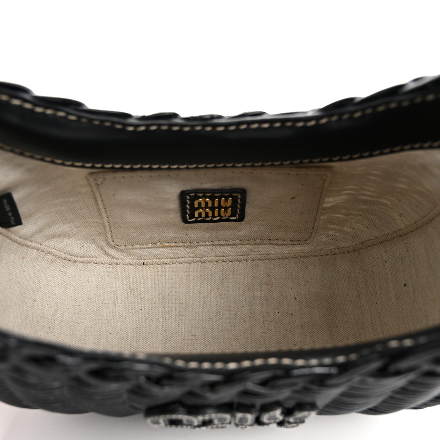 Miu Miu Wicker Wander Hobo Black 5 of 10