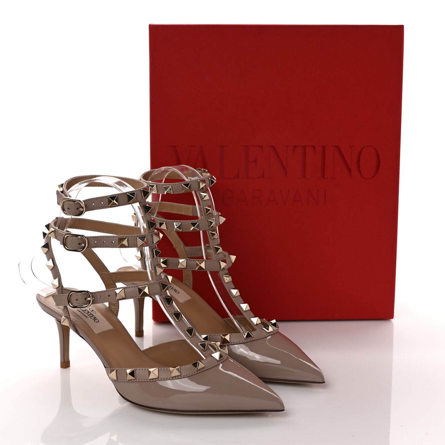 Patent Rockstud Ankle Strap 65mm Pumps 36 Poudre