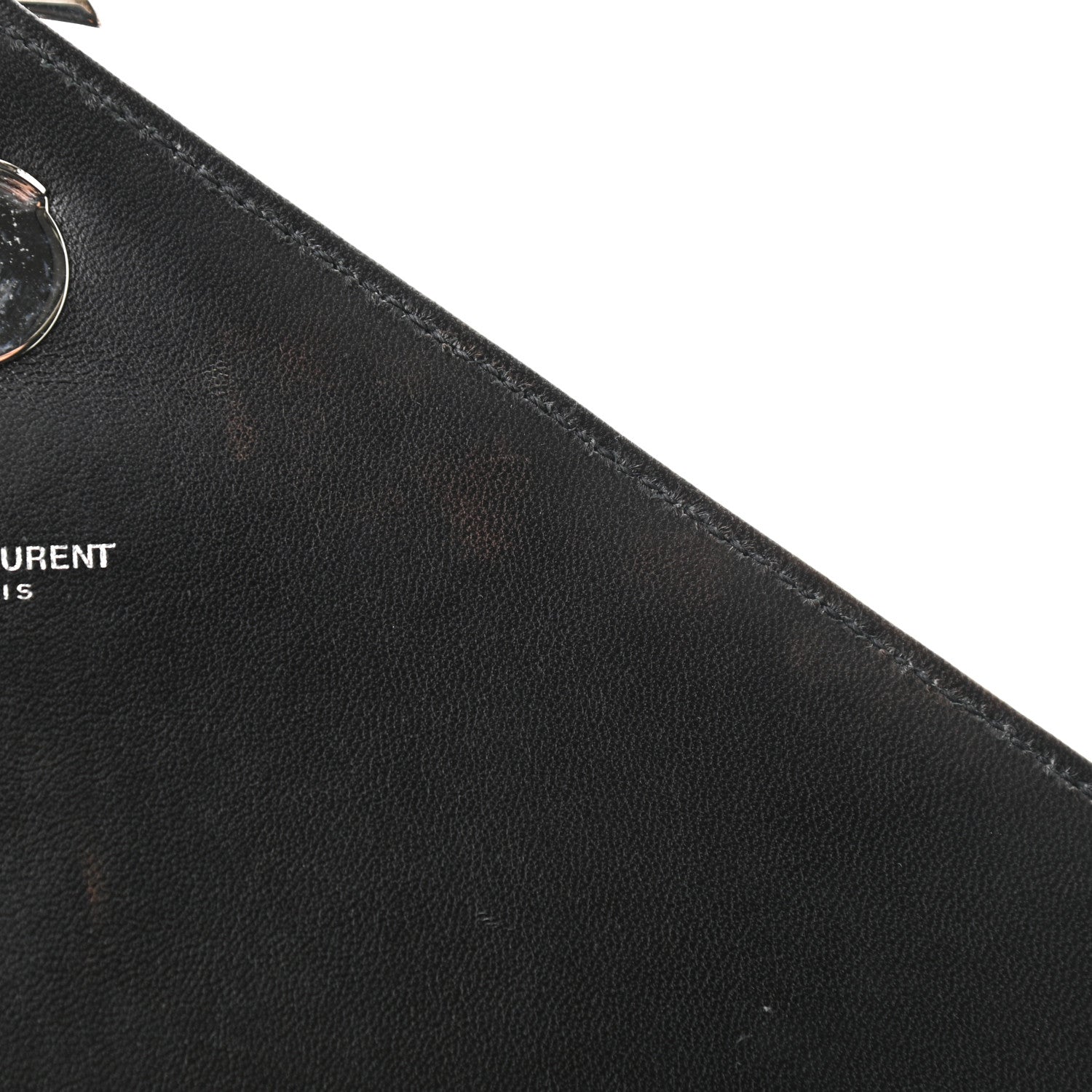 Saint Laurent Denim Mixed Matelasse Triquilt Large Monogram Envelope Satchel Black 10 of 10