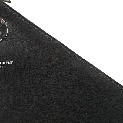 Saint Laurent Denim Mixed Matelasse Triquilt Large Monogram Envelope Satchel Black 10 of 10