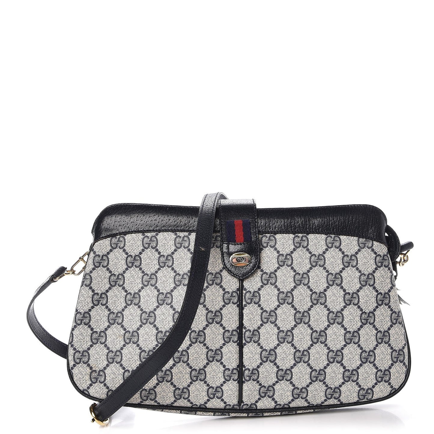 GG Plus Monogram Web Shoulder Bag Navy