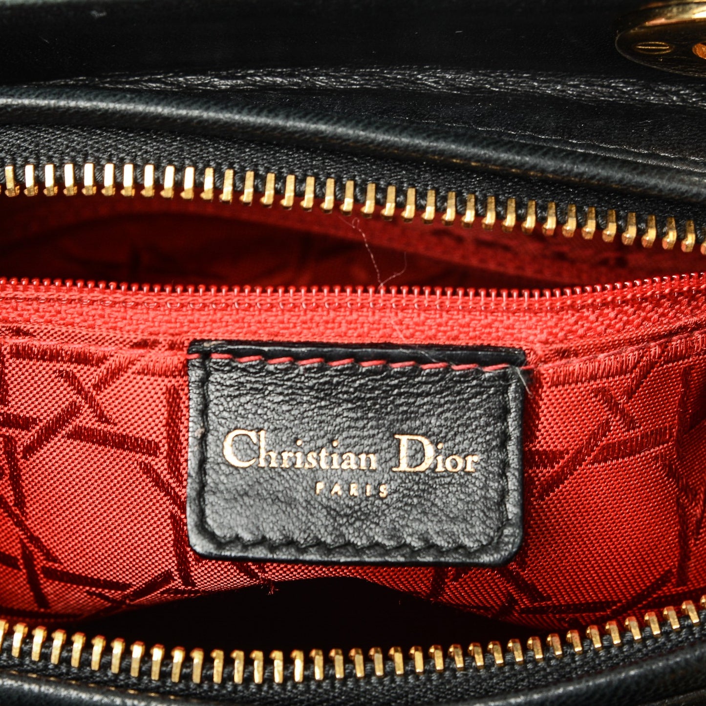 Vintage Lambskin Cannage Large Lady Dior Black