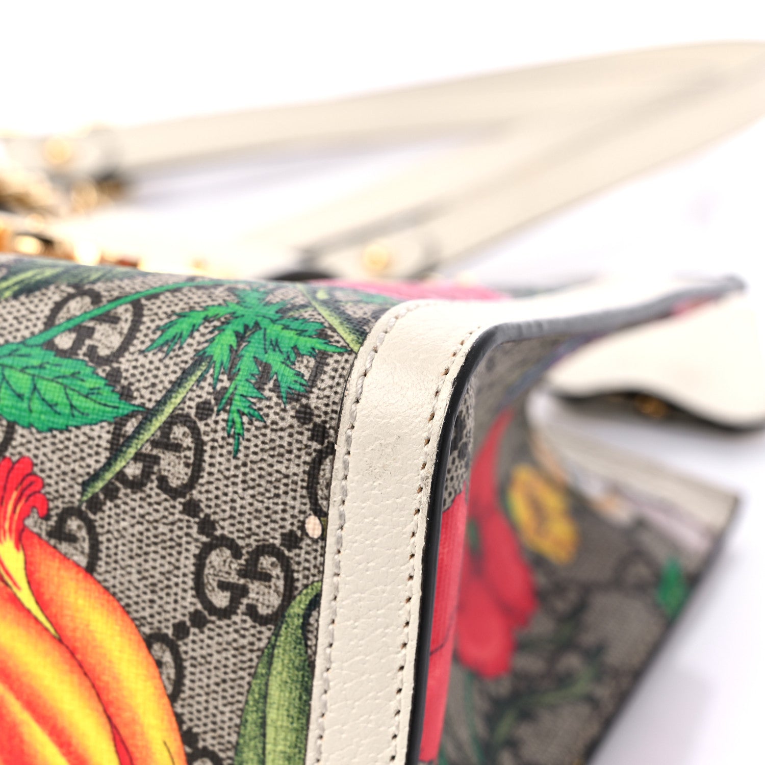 Gucci GG Supreme Monogram Flora Textured Calfskin Small Padlock Tote Beige Ebony Multicolor Mystic White 9 of 15