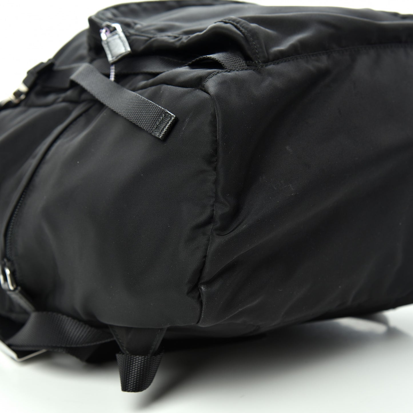 Nylon Vela Saffiano Medium Cinch Backpack Black
