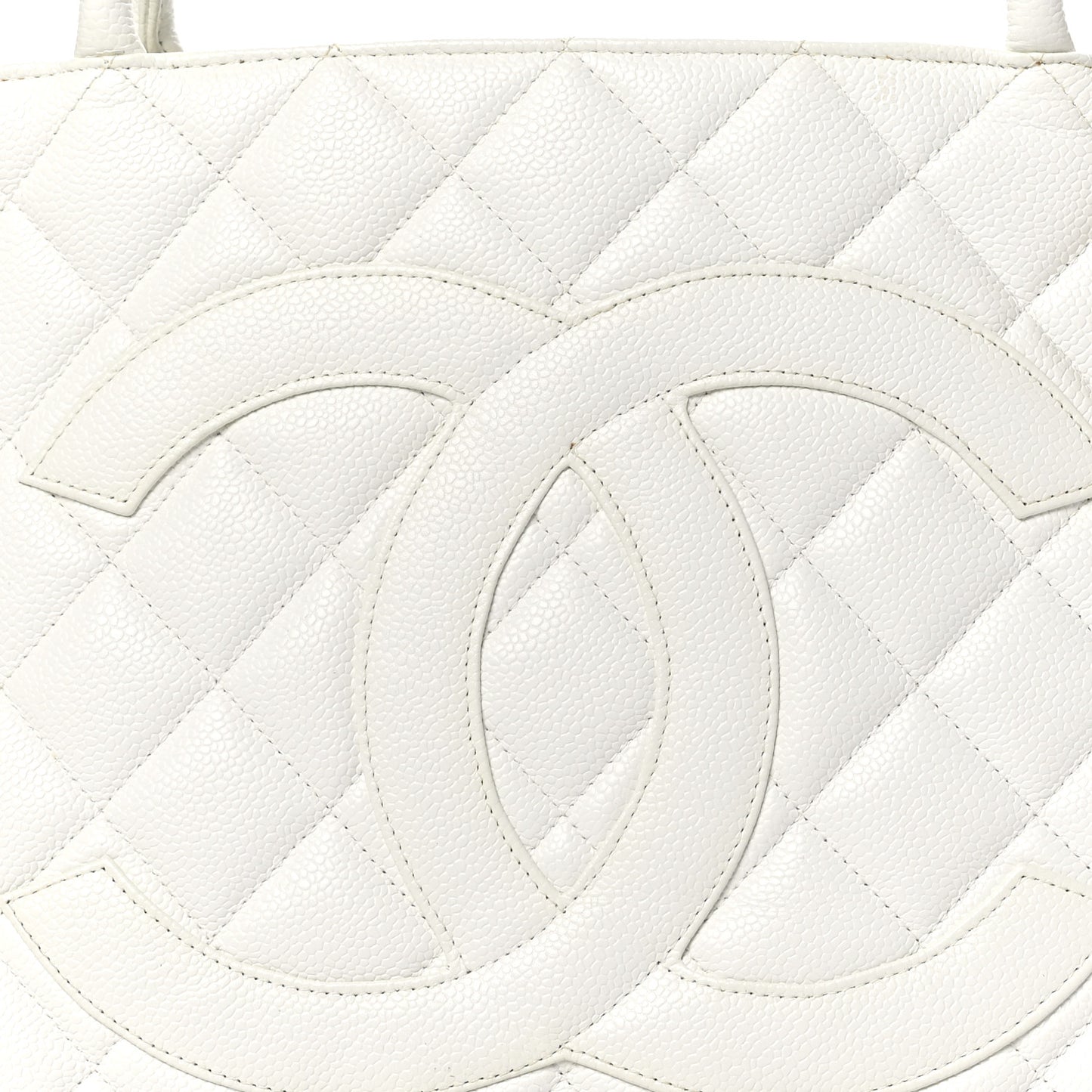 Caviar Quilted Medallion Tote White