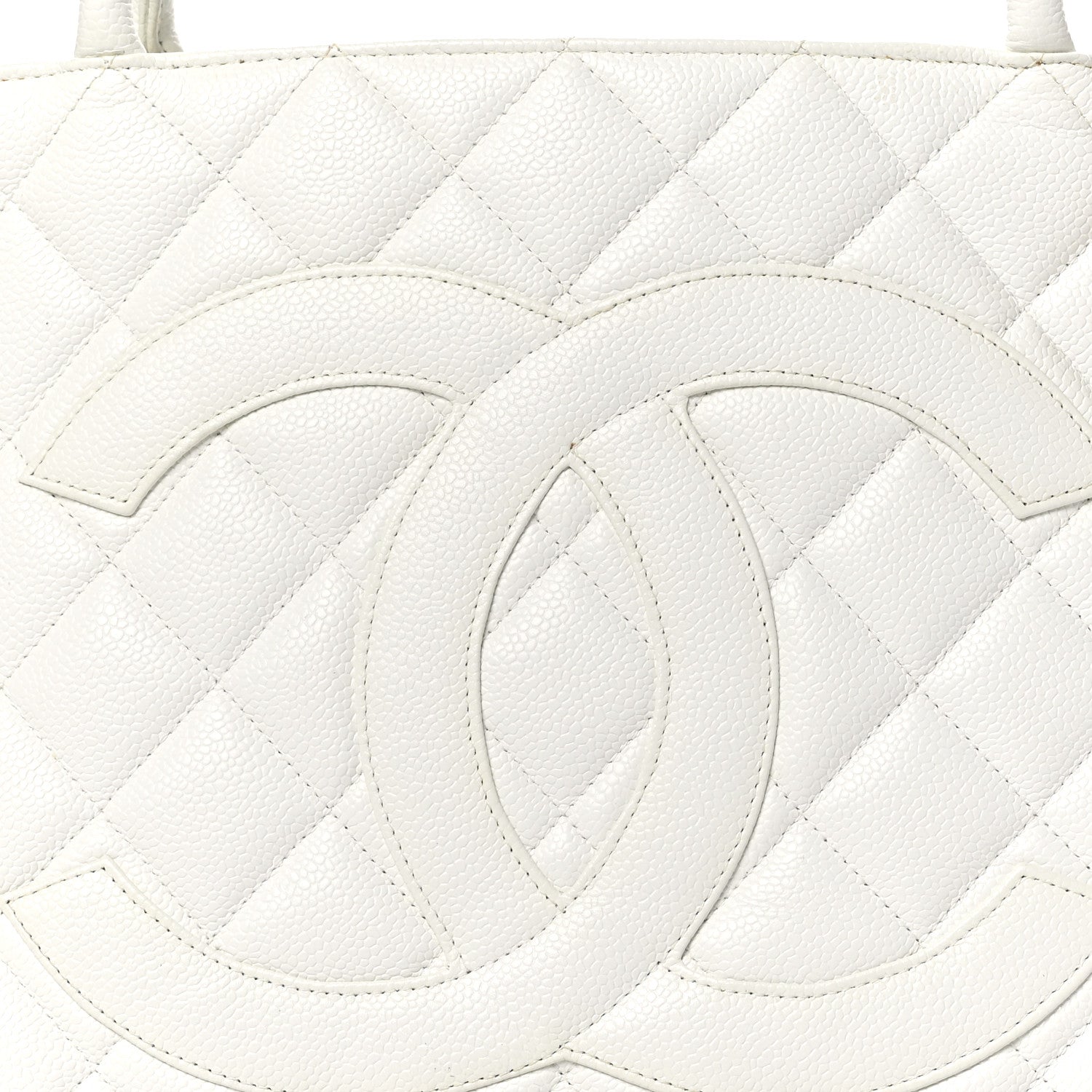 Chanel Caviar Quilted Medallion Tote White 9 of 11
