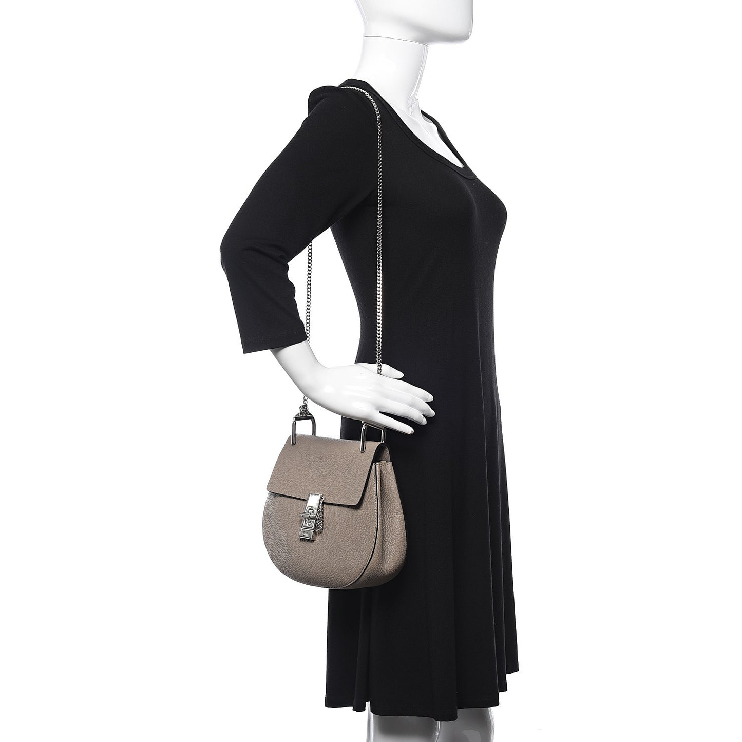 Grained Lambskin Drew Shoulder Bag Motty Grey