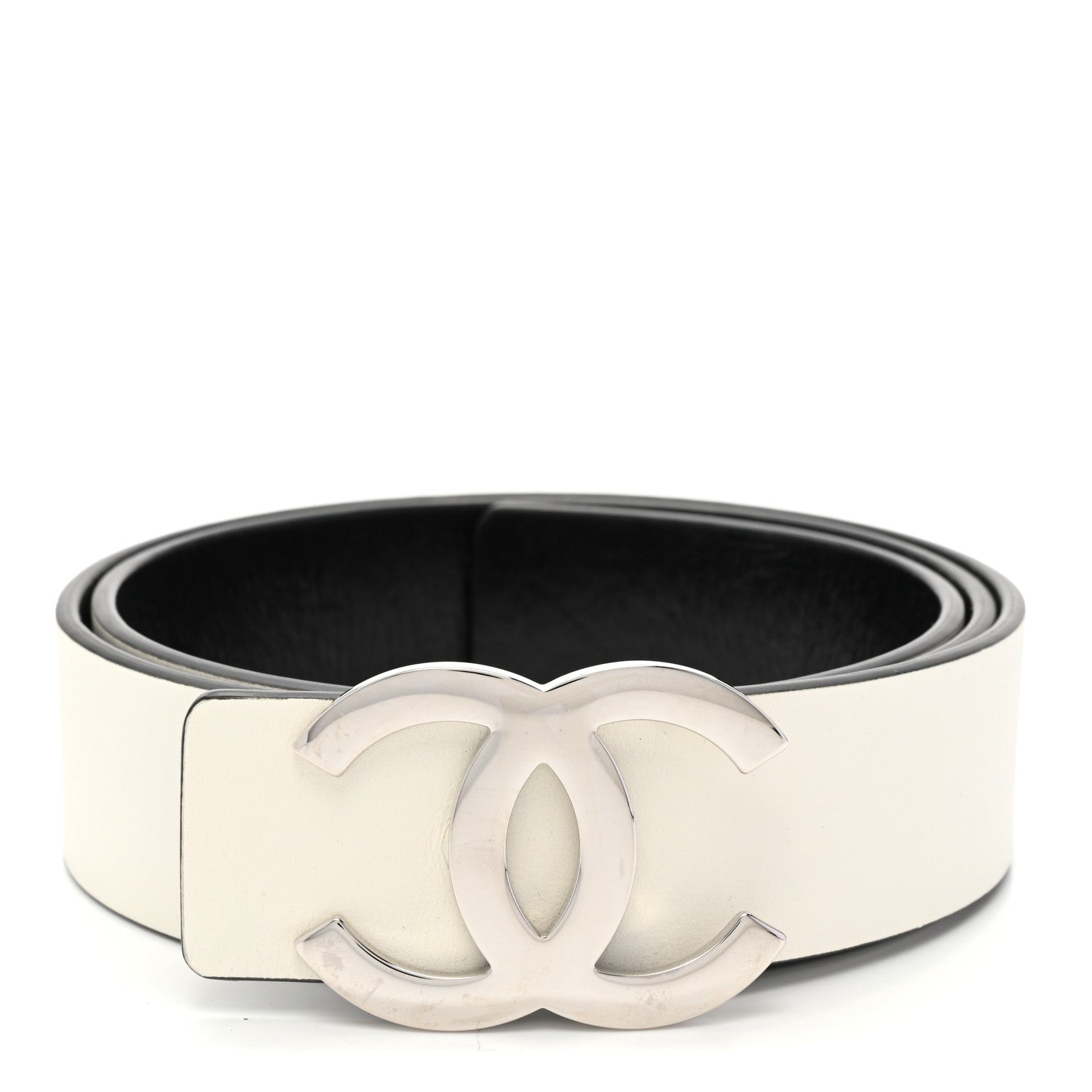 Chanel Patent Calfskin CC Reversible Belt 85 34 Black White 1 of 8