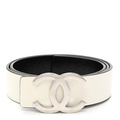 Chanel Patent Calfskin CC Reversible Belt 85 34 Black White 1 of 8