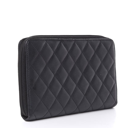 Chanel Calfskin Quilted Large Zip Around Organizer Wallet Black 3 of 14