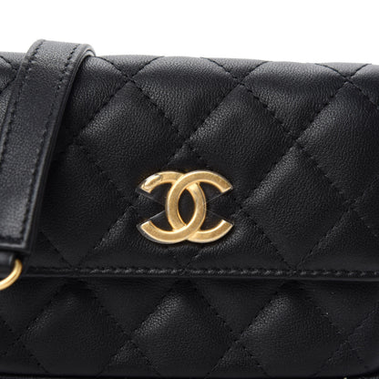 Chanel Calfskin Quilted About Pearls Card Holder Flap With Chain Black 11 of 12