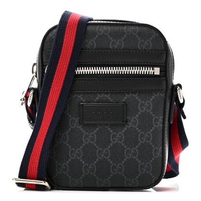 Gucci GG Supreme Monogram Appia Calfskin Web Small Camera Messenger Bag Black Grey 1 of 10