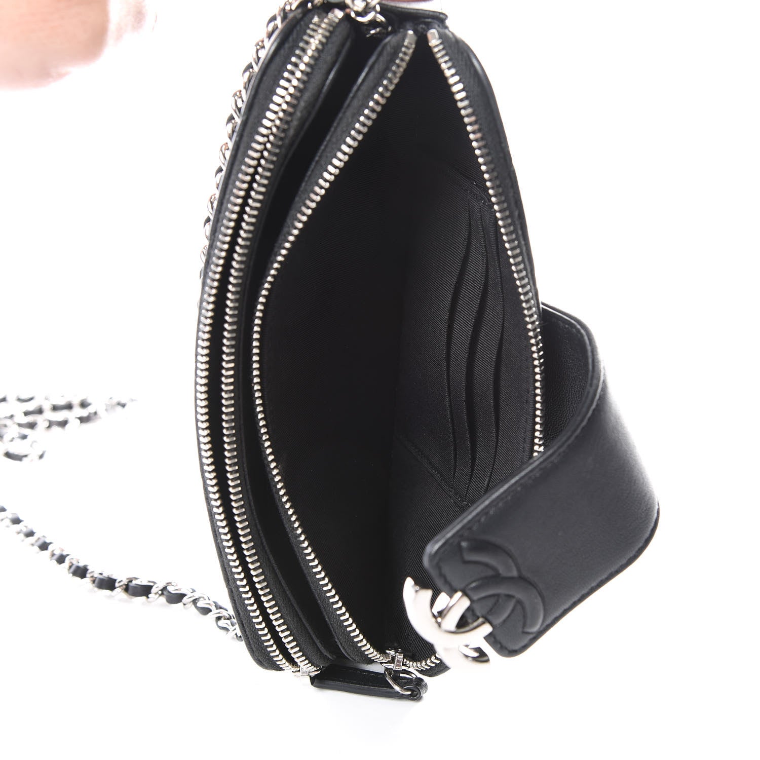 Chanel Lambskin Quilted CC Box Clutch With Chain Black 5 of 15