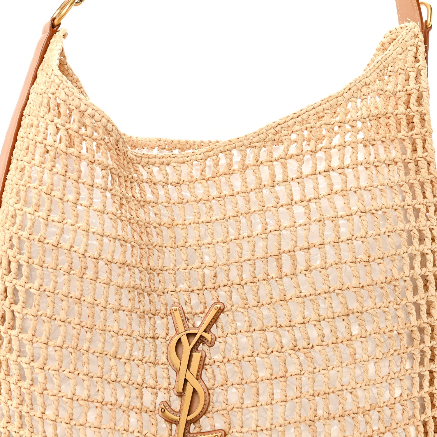 Saint Laurent Raffia Calfskin Oxalis Shoulder Bag Naturale Vintage Brown 8 of 13