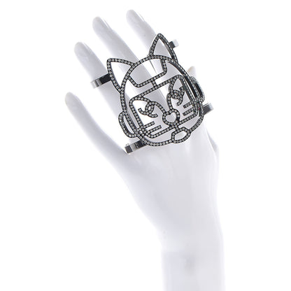 Chanel Strass Crystal CC Emoji Robot Cat Cuff 2 of 6
