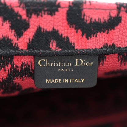 Christian Dior Canvas Mizza Embroidered Medium Leopard Book Tote Fuchsia Multicolor 6 of 12