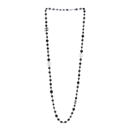 Chanel Pearl Beaded CC Long Necklace Silver Black 3 of 6